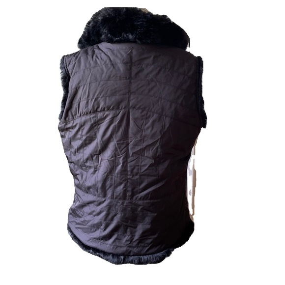 COLDWATER CREEK BLACK FUR LINED VEST IN SIZE XL - Picture 2 of 7